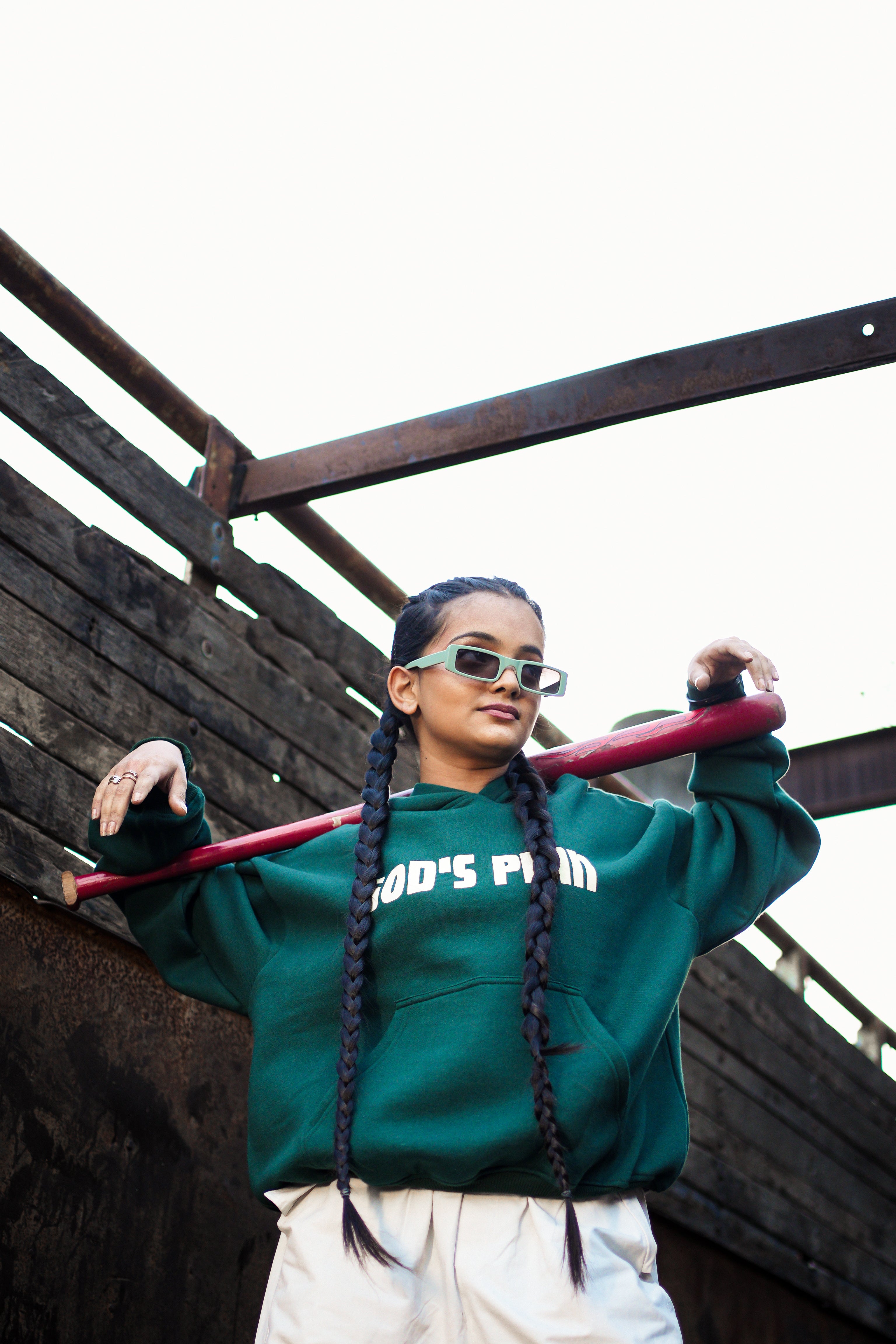 Half-Green Zipper Hoodie