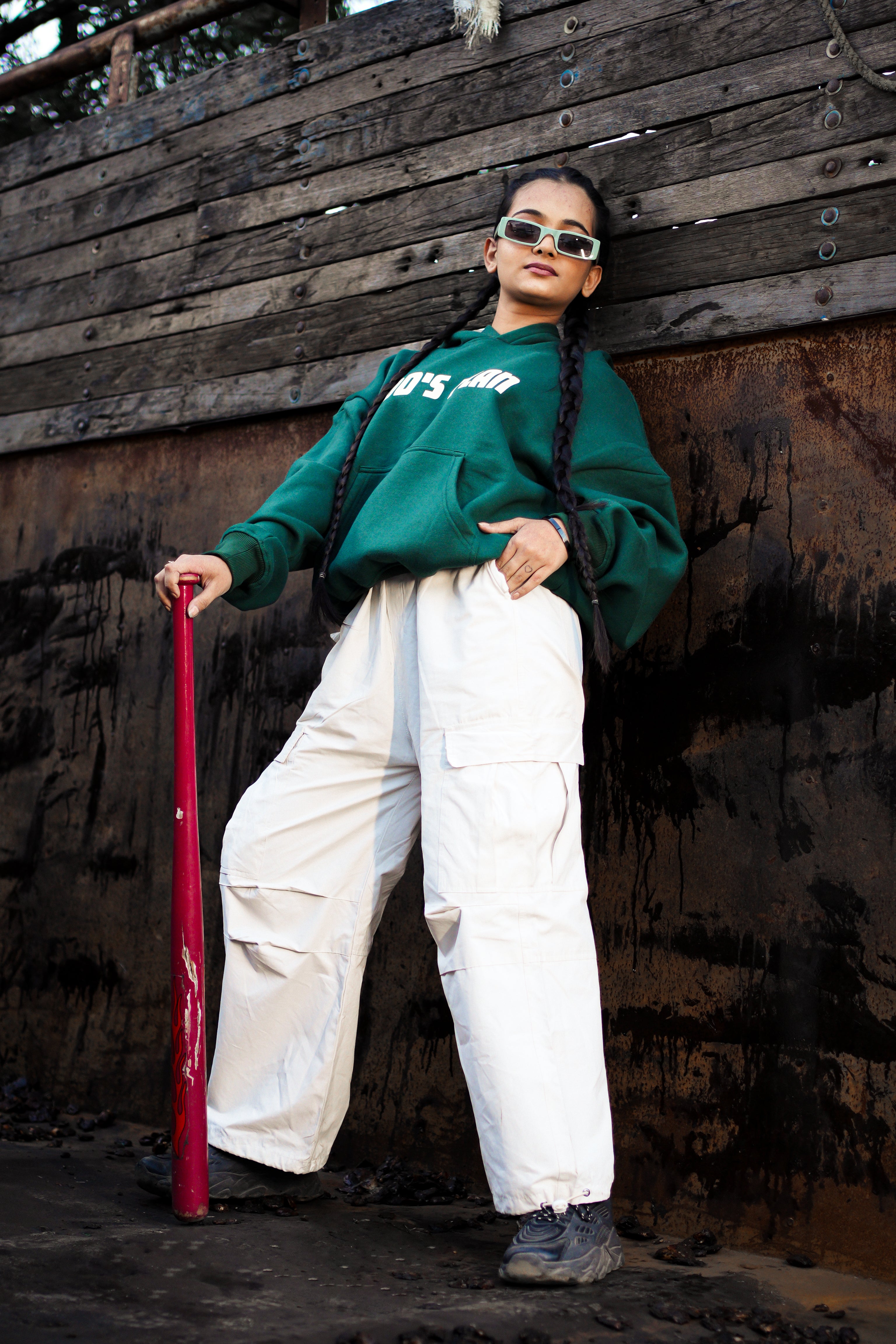 Half-Green Zipper Hoodie