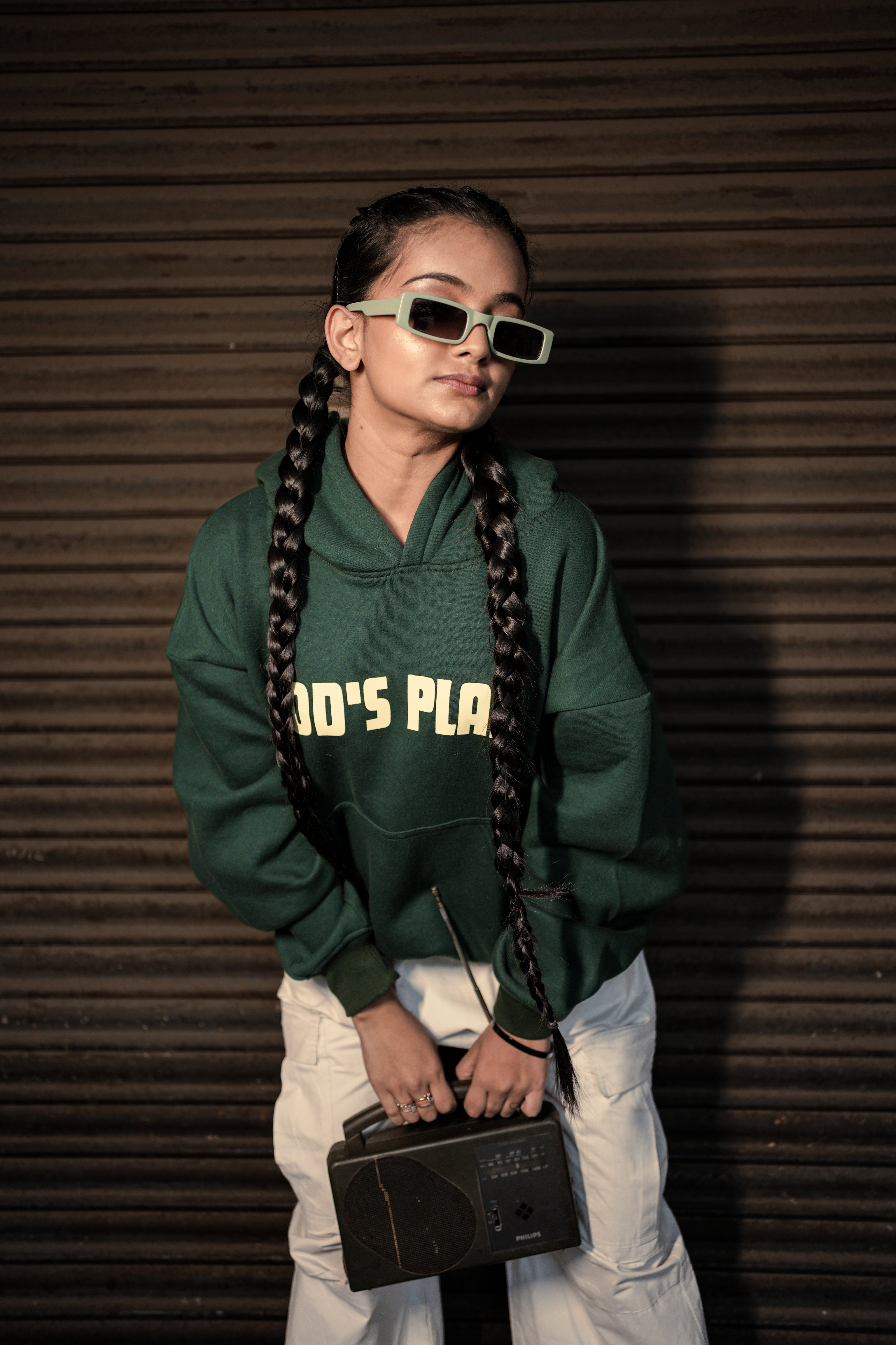 Half-Green Zipper Hoodie