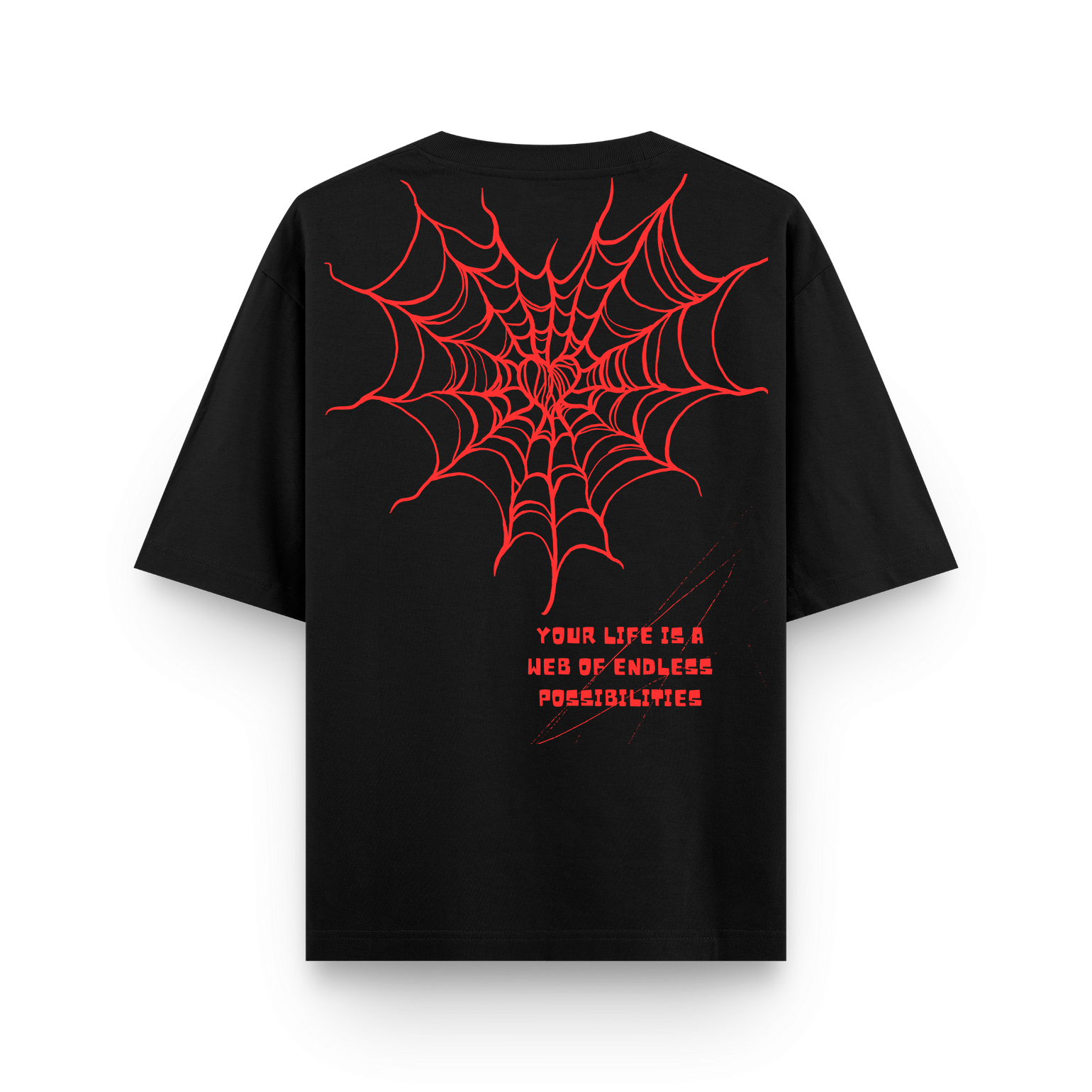 Black Unisex Oversized T-Shirt with Spider Print
