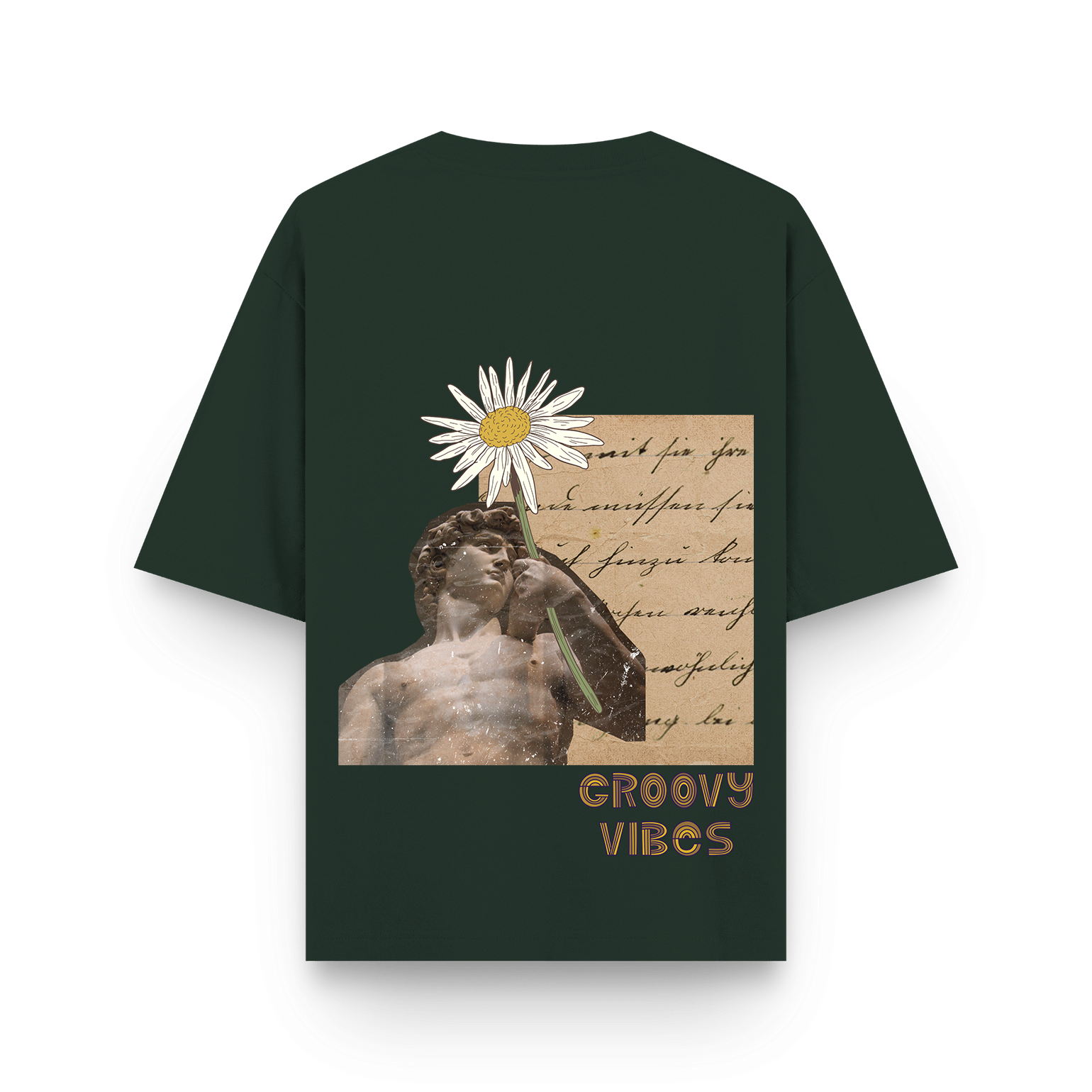 Olive Green "Groovy Vibes" T-Shirt