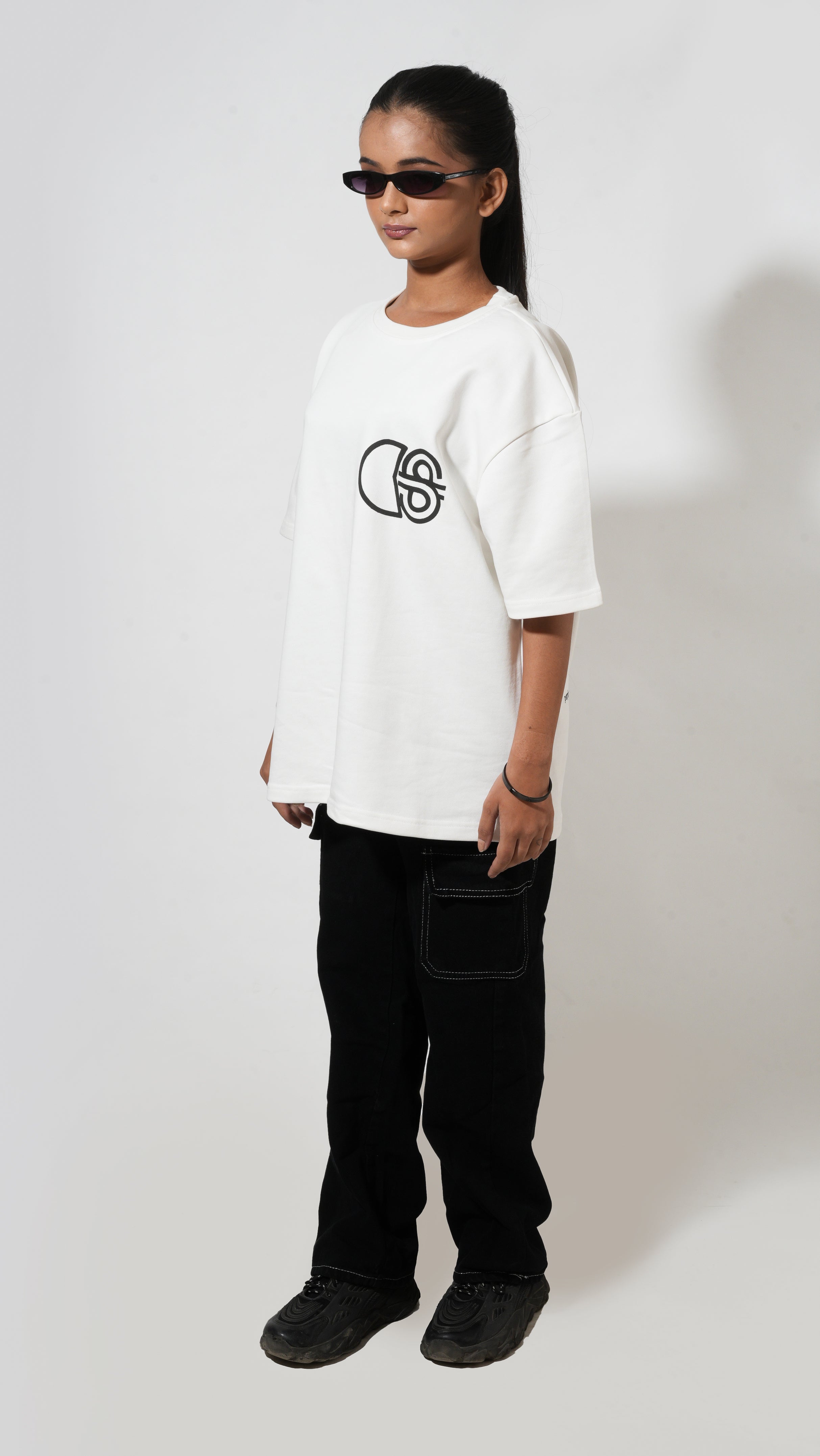 White T-Shirt with Butterfly Print