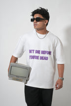 Bold Skull Graphic White T-Shirt with Puff Print