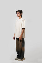 Beige Oversized Tee with Minimal Design