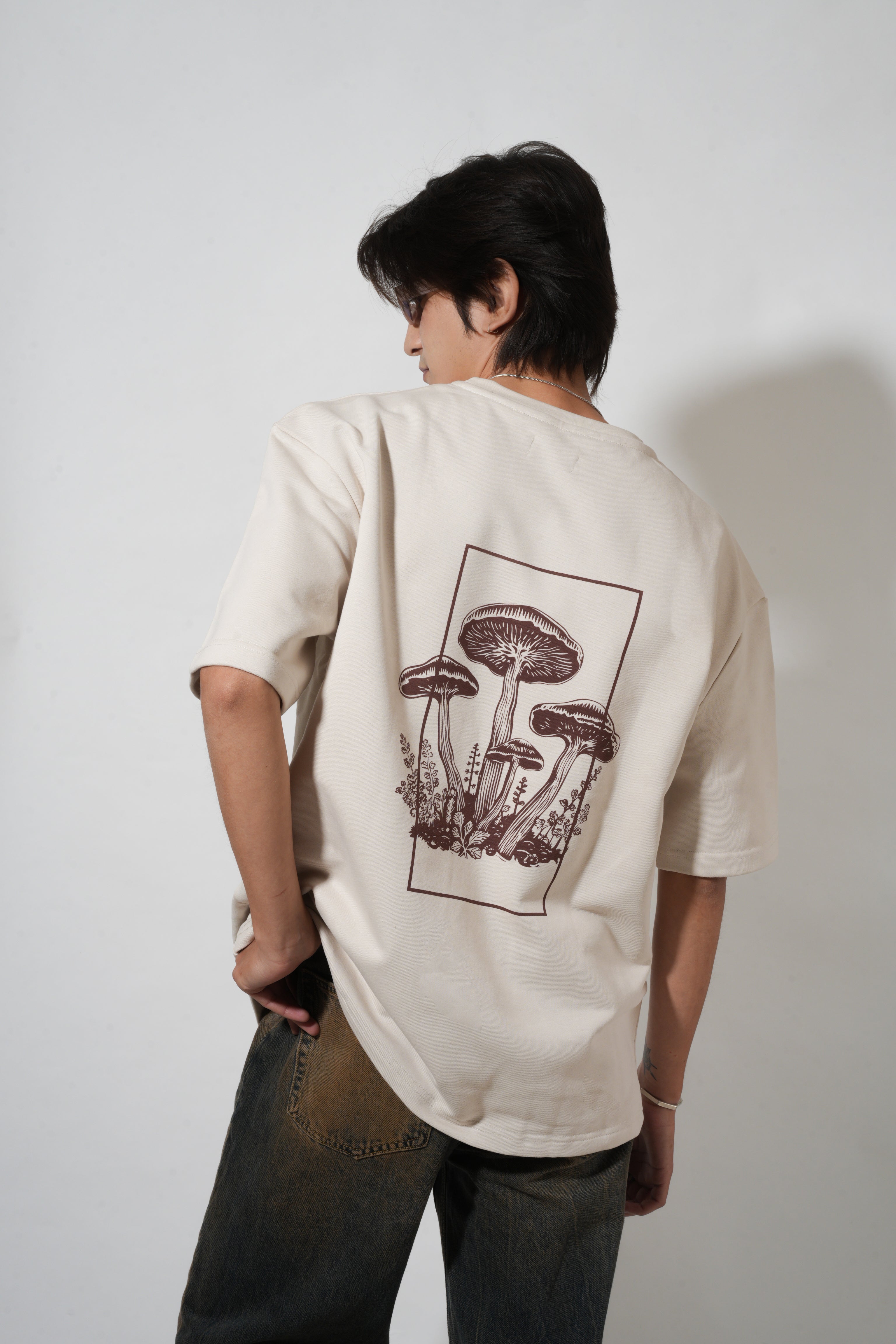 Beige Oversized Tee with Minimal Design