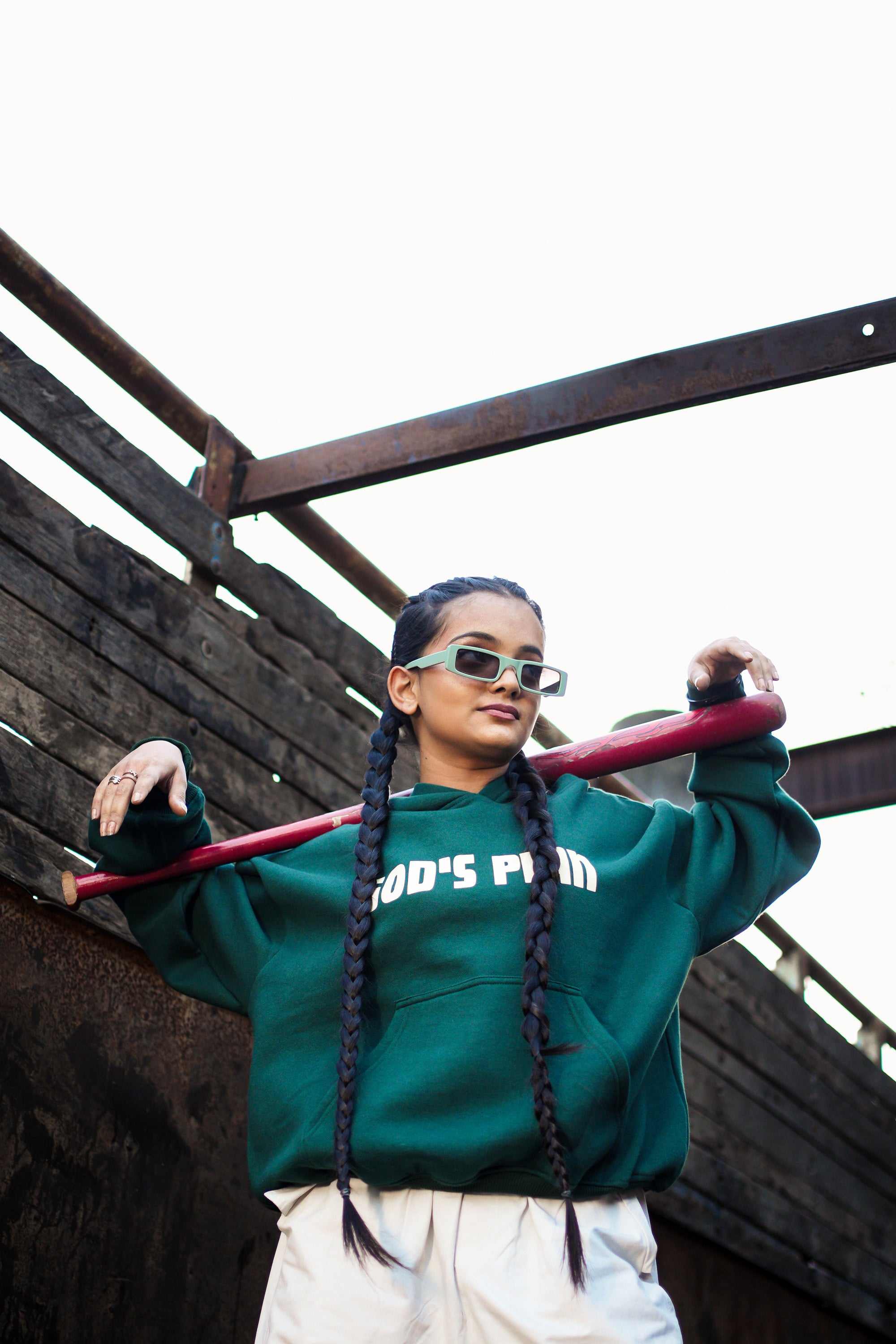 Half-Green Zipper Hoodie