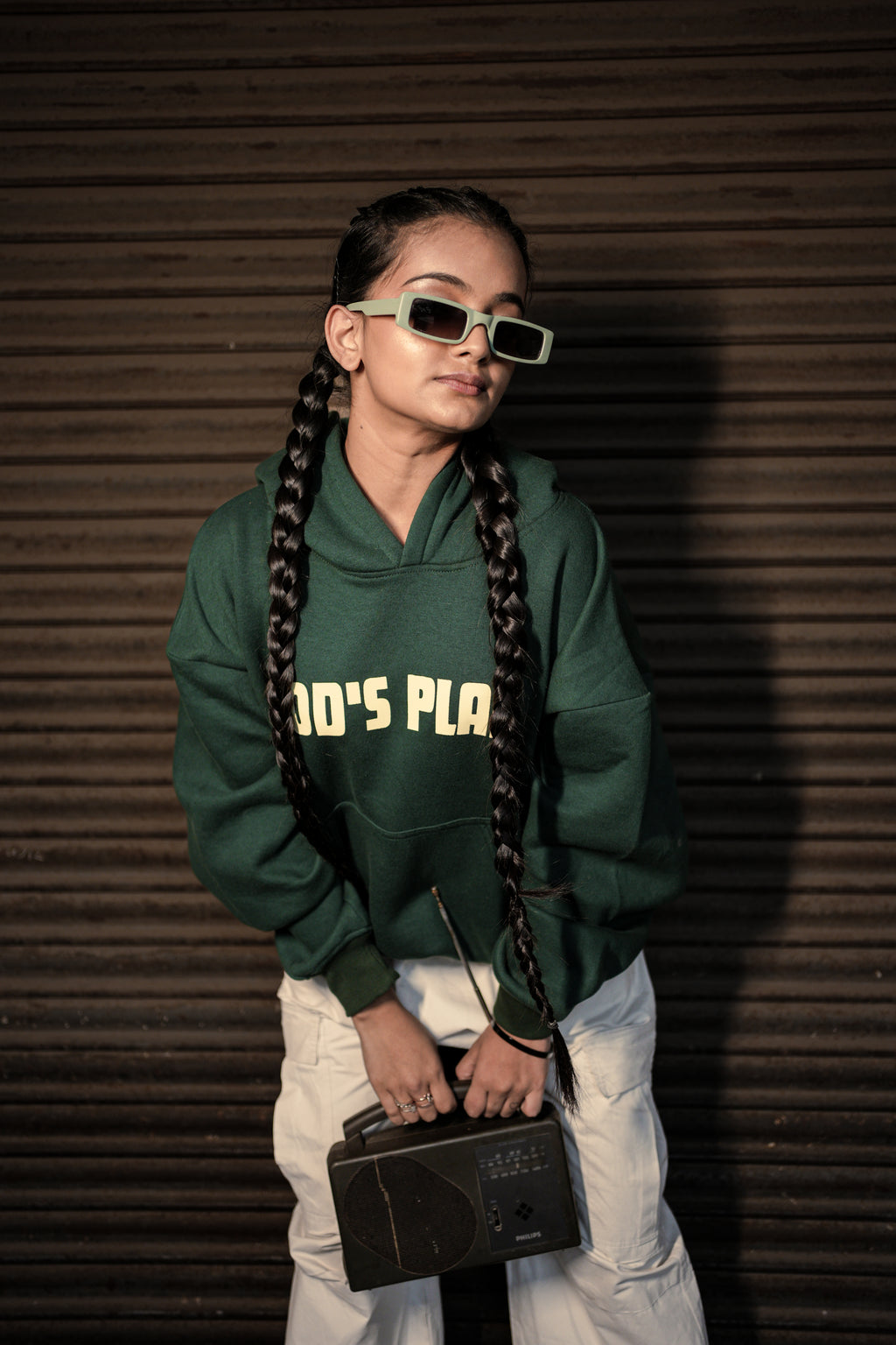 Half-Green Zipper Hoodie