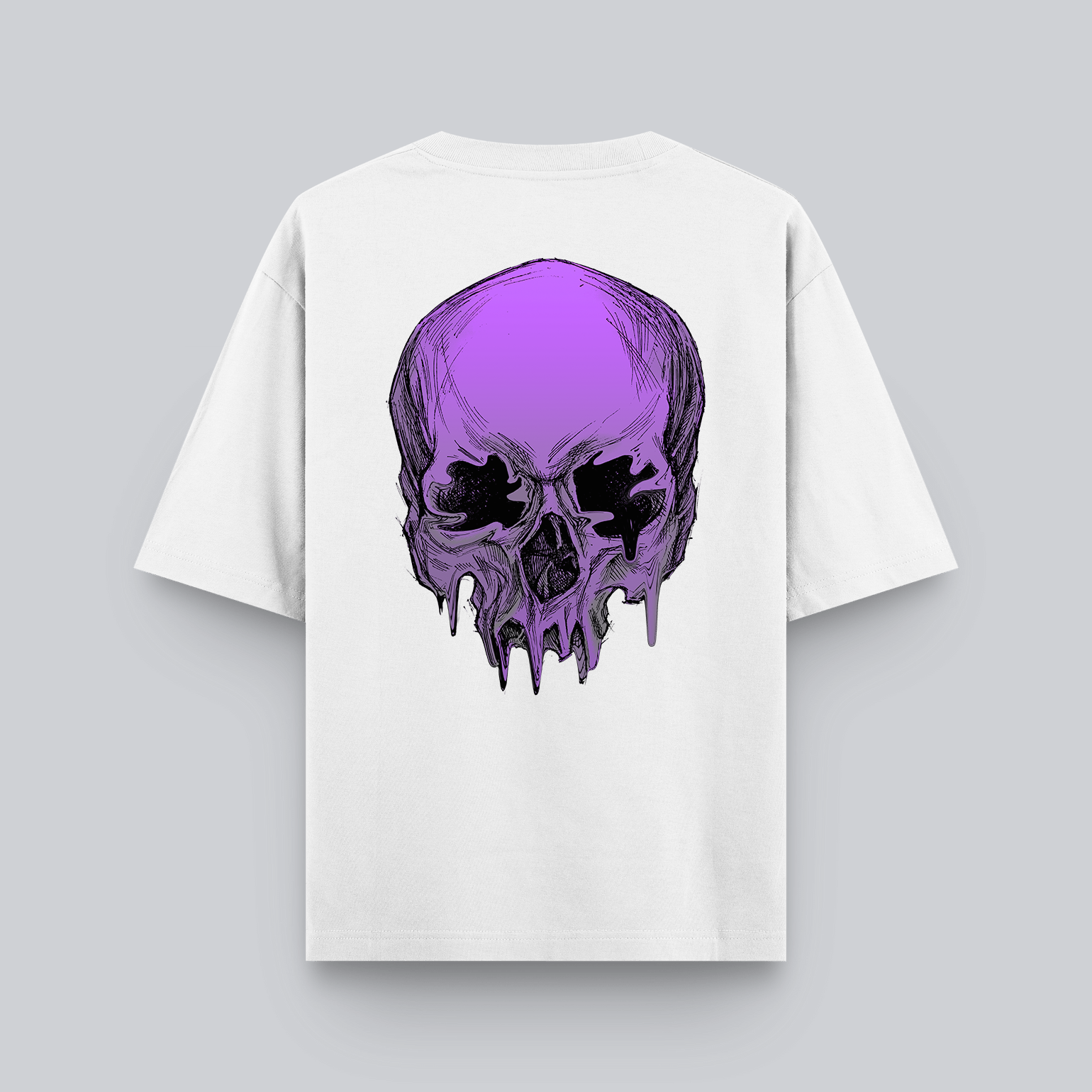 Bold Skull Graphic White T-Shirt with Puff Print